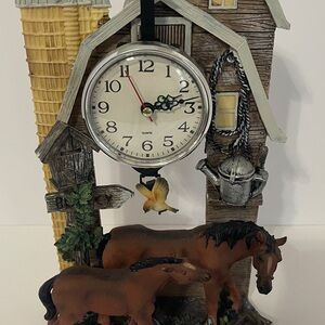 Source Unknown Rustic Farmhouse Clock with Horses
